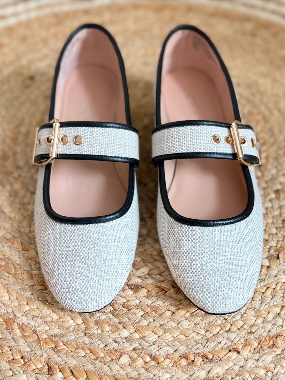 L🌾 JCrew Mary Jane Block Heel Flats with Black Trim EUC - Picture 2 of 9